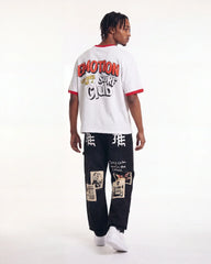 Mixed Emotions Newspaper Carpenter Pants Black