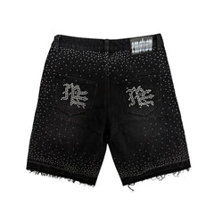 Mixed Emotions　Black “ME” Rhinestone Denim Shorts